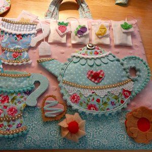 Custom Made TEA TIME FOAM FELT Playset Book